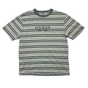Men’s GUESS Spell Out Short Sleeve Striped T-Shirt Size Small